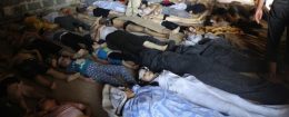 Dead bodies after Syrian government attack on Ghouta, Syria on Wednesday, Aug. 21, 2013 / AP