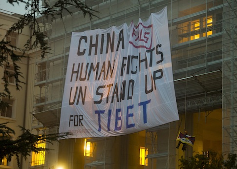 Activists protest Chinese Human Rights abuses outside U.N. European Headquarters  / AP