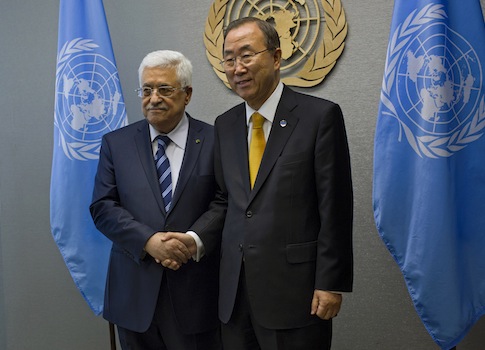 Palestinian National Authority Leader Mahmoud Abbas and UN Secretary-General Ban Ki-moon