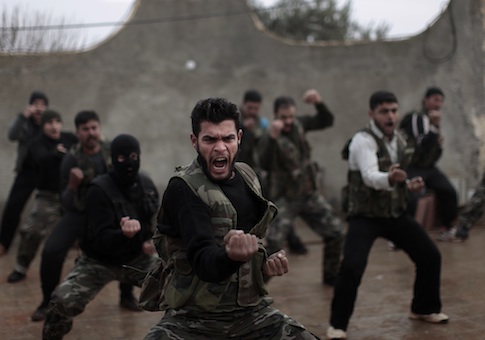 Syrian rebel training session / AP