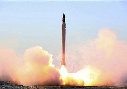 This file picture claims to show Iran's launching of an Emad long-range ballistic surface-to-surface missile