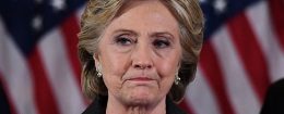 Hillary Clinton makes a concession speech after being defeated by Republican president-elect Donald Trump / Getty Images