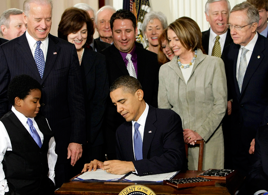 President Barack Obama signs the Affordable Care Act on March 23, 2010