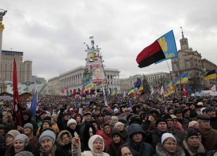 Pro-European Union activists in Kiev, Ukraine