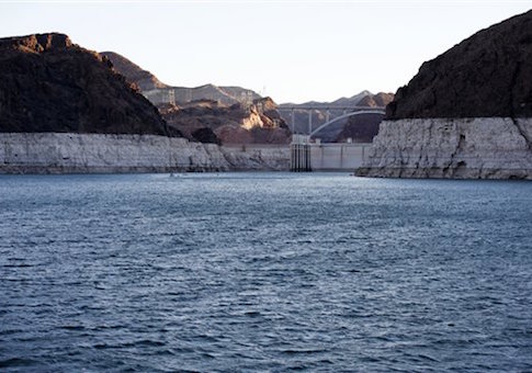 Hoover Dam on Lake Mead at the Lake Mead National Recreation Area in Nevada