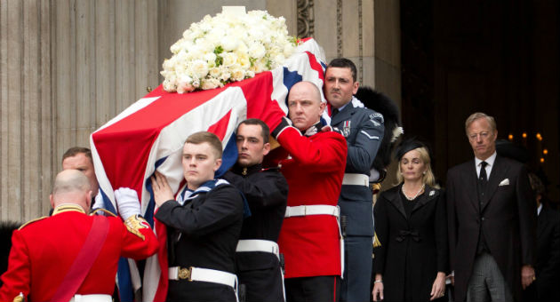 Pall-bearers at the funeral of Margaret Thatcher / AP