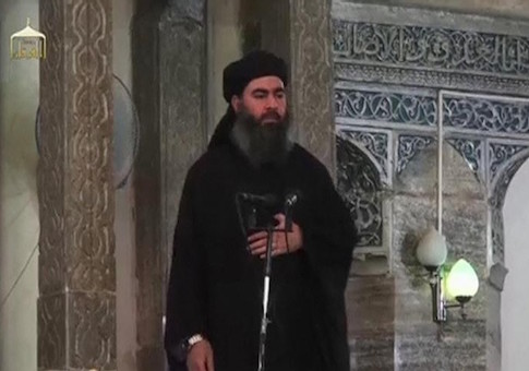 Still image taken from video of a man purported to be the reclusive leader of the militant Islamic State Abu Bakr al-Baghdadi making what would be his first public appearance at a mosque in Mosul