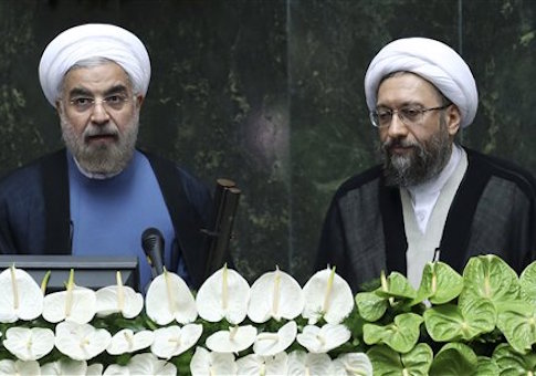 Hassan Rouhani with Sadeq Larijani /