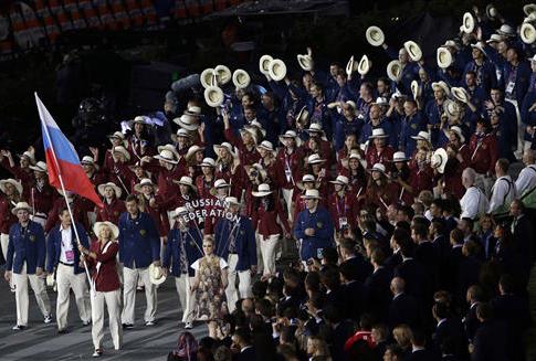Russian athletes during the 2012 Summer Olympics opening ceremony / AP