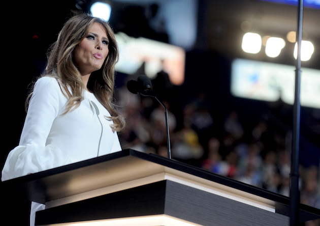 Republican candidate Donald Trump's wife Melania Trump speaks on stage on the first day of the Republican National Convention on July 18, 2016 at the Quicken Loans Arena in Cleveland, OH, USA. Photo by Dennis Van Tine/Sipa USA