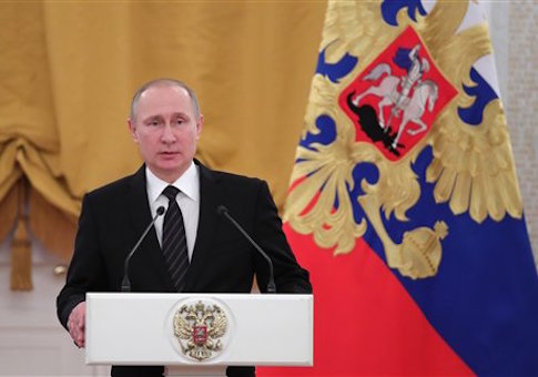 President Vladimir Putin addresses New Year reception at the Kremlin