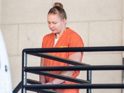 Reality Winner exits the Augusta Courthouse June 8, 2017 / Getty Images