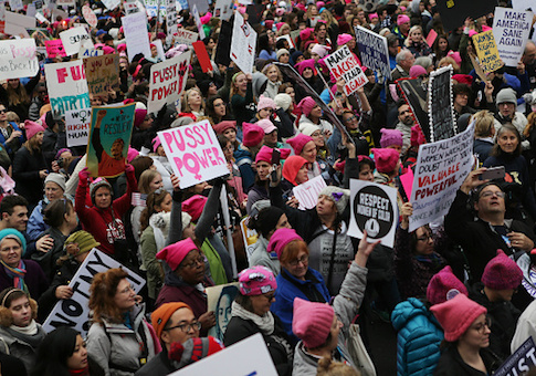 Protesters march during the Women's March on Washington