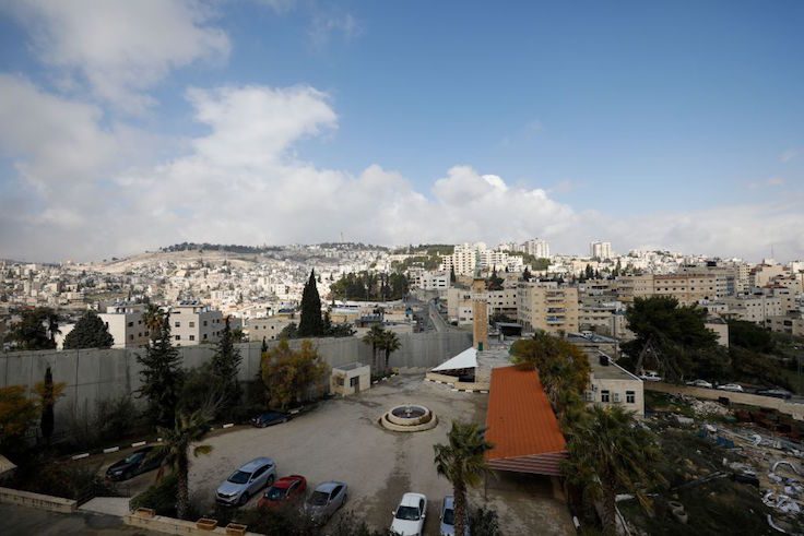 A view of the wall separating East Jerusalem from the Palestinian village of Abu Dis