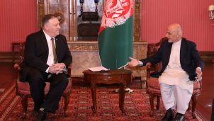 Afghanistan's President Ashraf Ghani meets with U.S. Secretary of State Mike Pompeo in Kabul