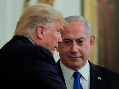 FILE PHOTO: U.S. President Trump and Israel's Prime Minister Netanyahu discuss Middle East peace proposal at White House in Washington